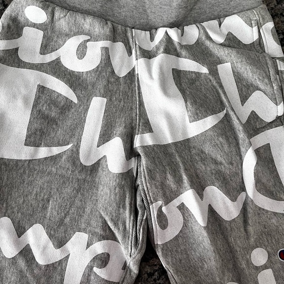 Champion Gray Sweatpants with White Logo - Picture 1 of 4
